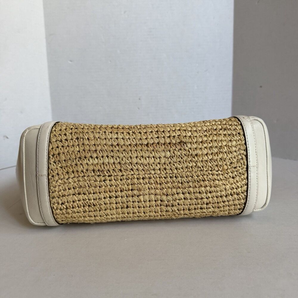 Coach Hampton Floral Applique Straw Weekend Coral White Tote Shoulder Bag 19347 - Picture 12 of 16